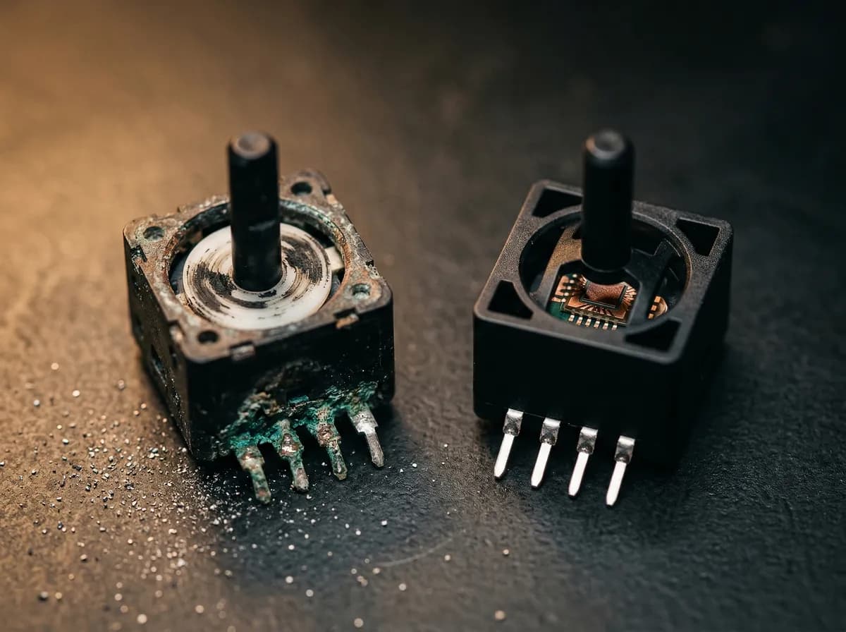 Worn stick vs Hall Effect TMR module - the difference